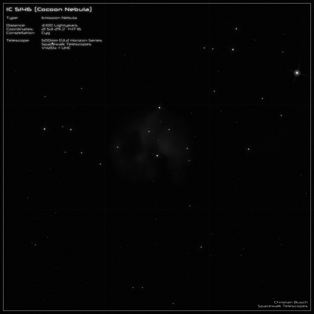 Der Cocoon (Kokon)- Nebel IC 5416 im 20 Zoll Dobson- Teleskop (Spiegelteleskop)