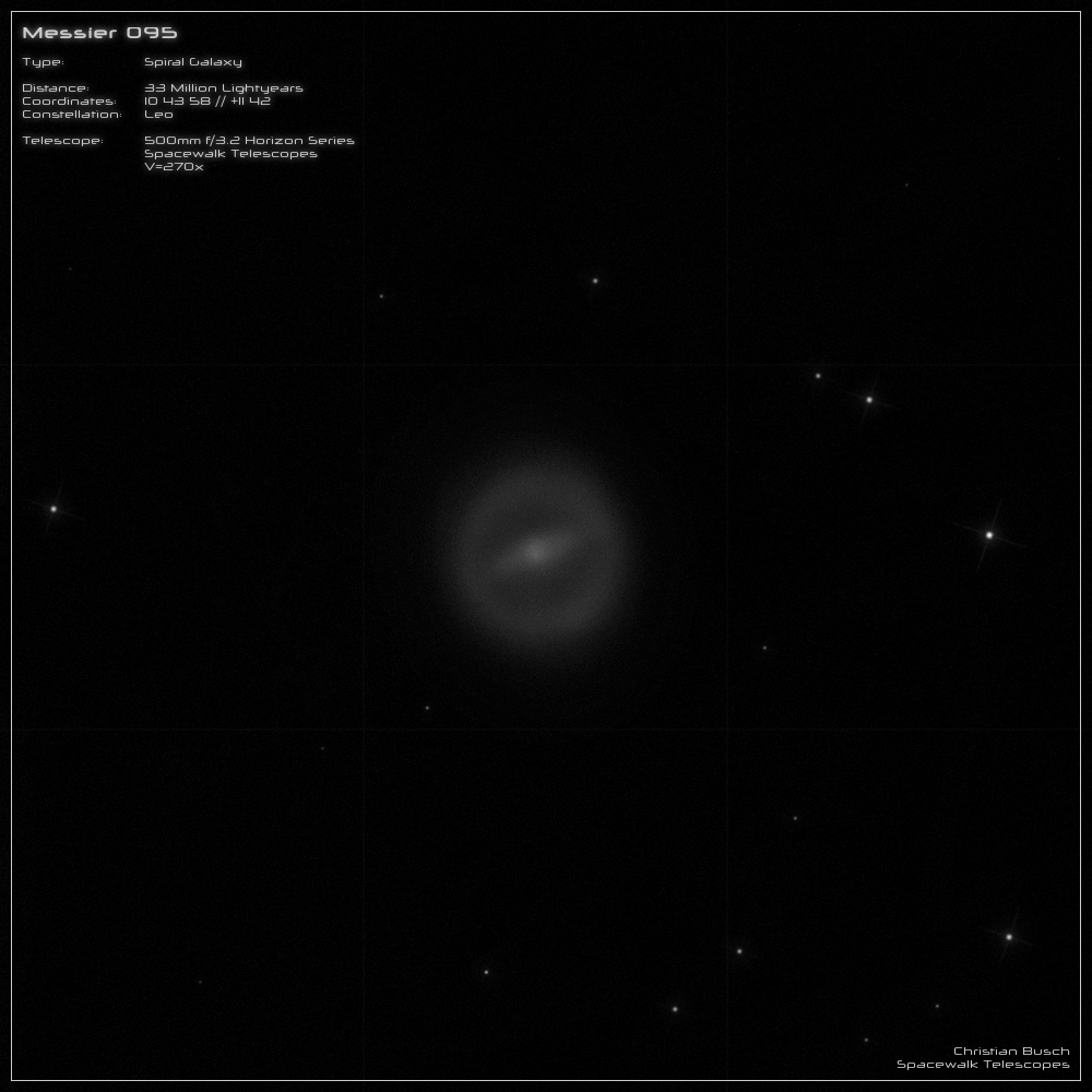 Die Galaxie Messier 95 im Sternbild Lwe im 20 Zoll Dobson- Teleskop (Spiegelteleskop)