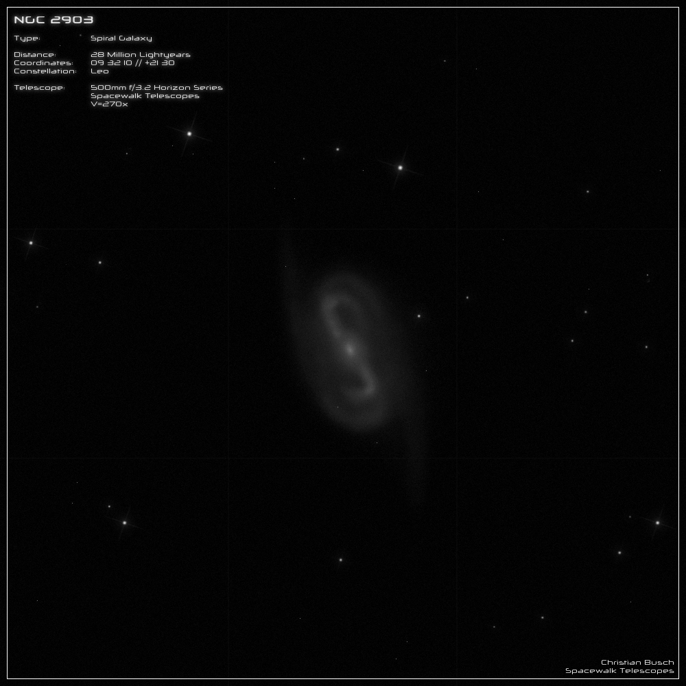Die Spiralgalaxie NGC 2903 im Sternbild Lwe im 20 Zoll Dobson- Teleskop (Spiegelteleskop)