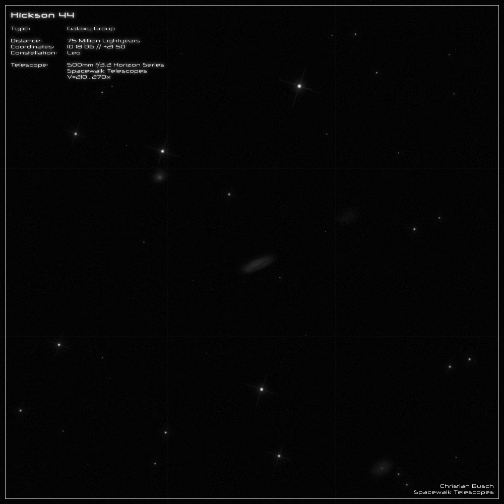 Die Galaxien- Gruppe Hickson 44 um NGC 3190 im Sternbild Lwe im 20 Zoll Dobson- Teleskop (Spiegelteleskop)