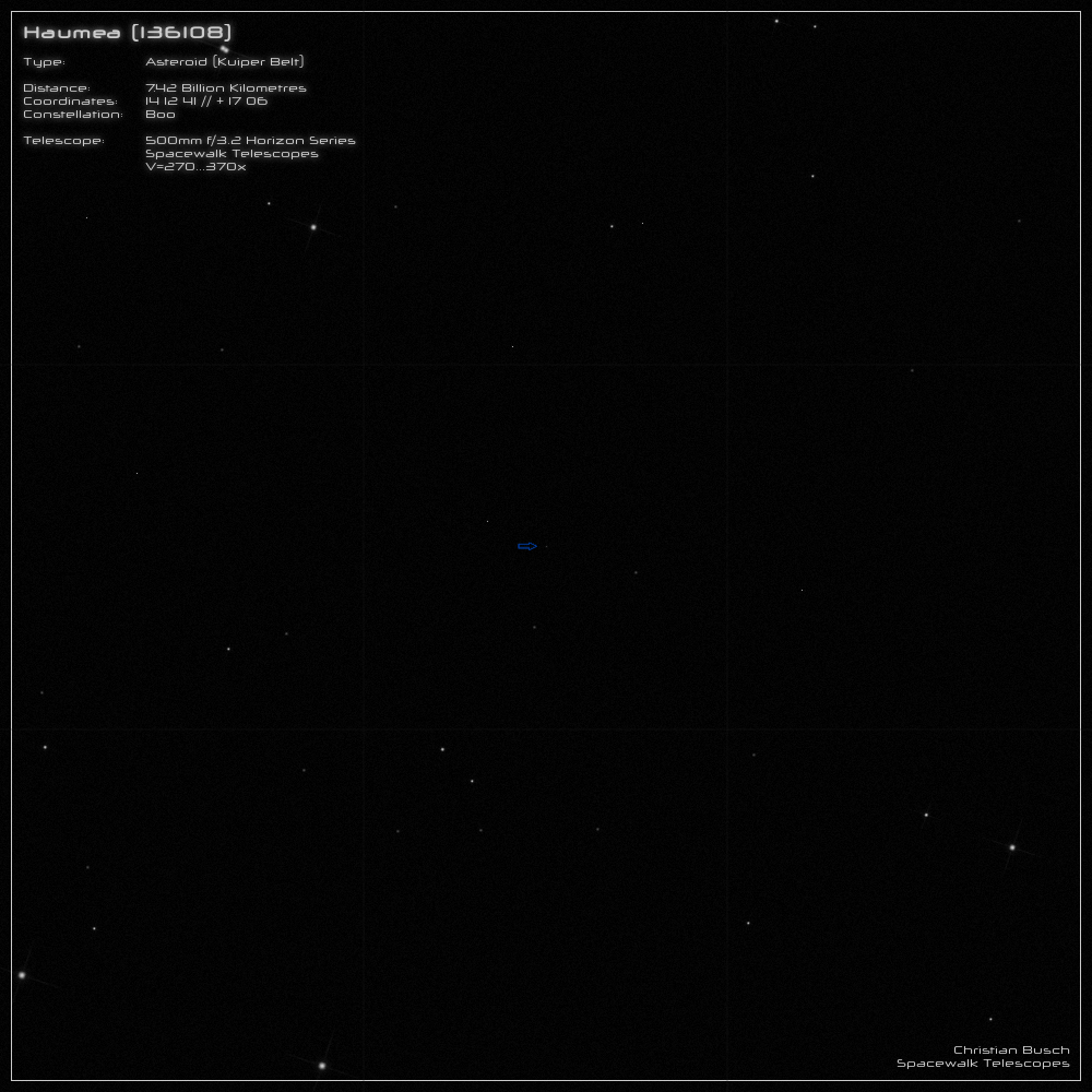 Der Asteroid Haumea in einem 20 Zoll Dobson- Teleskop (Spiegelteleskop)