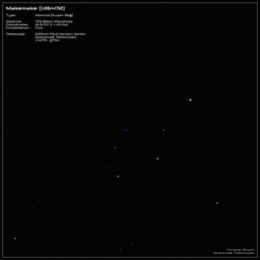 Der Asteroid Makemake in einem 20 Zoll Dobson- Teleskop (Spiegelteleskop)