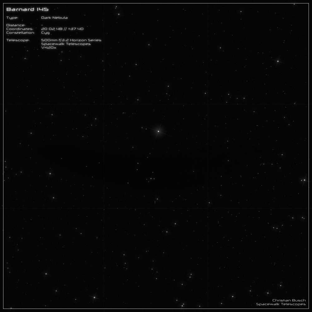 Der Dunkelnebel Barnard 145 im Sternbild Schwan im 20 Zoll Dobson- Teleskop (Spiegelteleskop)