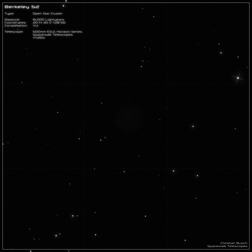 Der Sternhaufen Berkeley 52 im Sternbild Scutum im 20 Zoll Dobson- Teleskop (Spiegelteleskop)