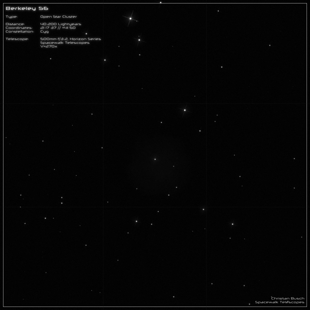 Der Sternhaufen Berkeley 56 im Sternbild Scutum im 20 Zoll Dobson- Teleskop (Spiegelteleskop)
