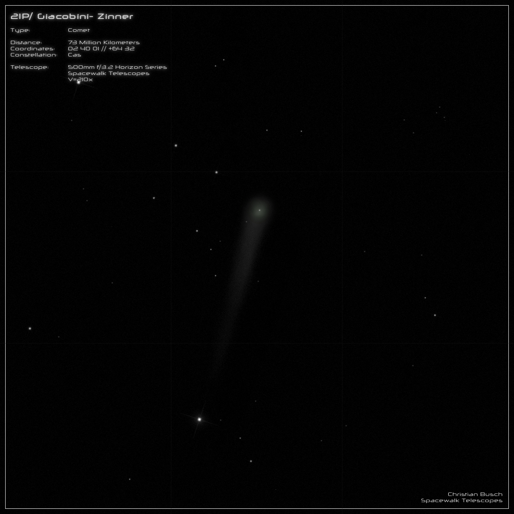 Der Komet 21P/ Giacobini- Zinner in einem 20 Zoll Dobson- Teleskop (Spiegelteleskop)