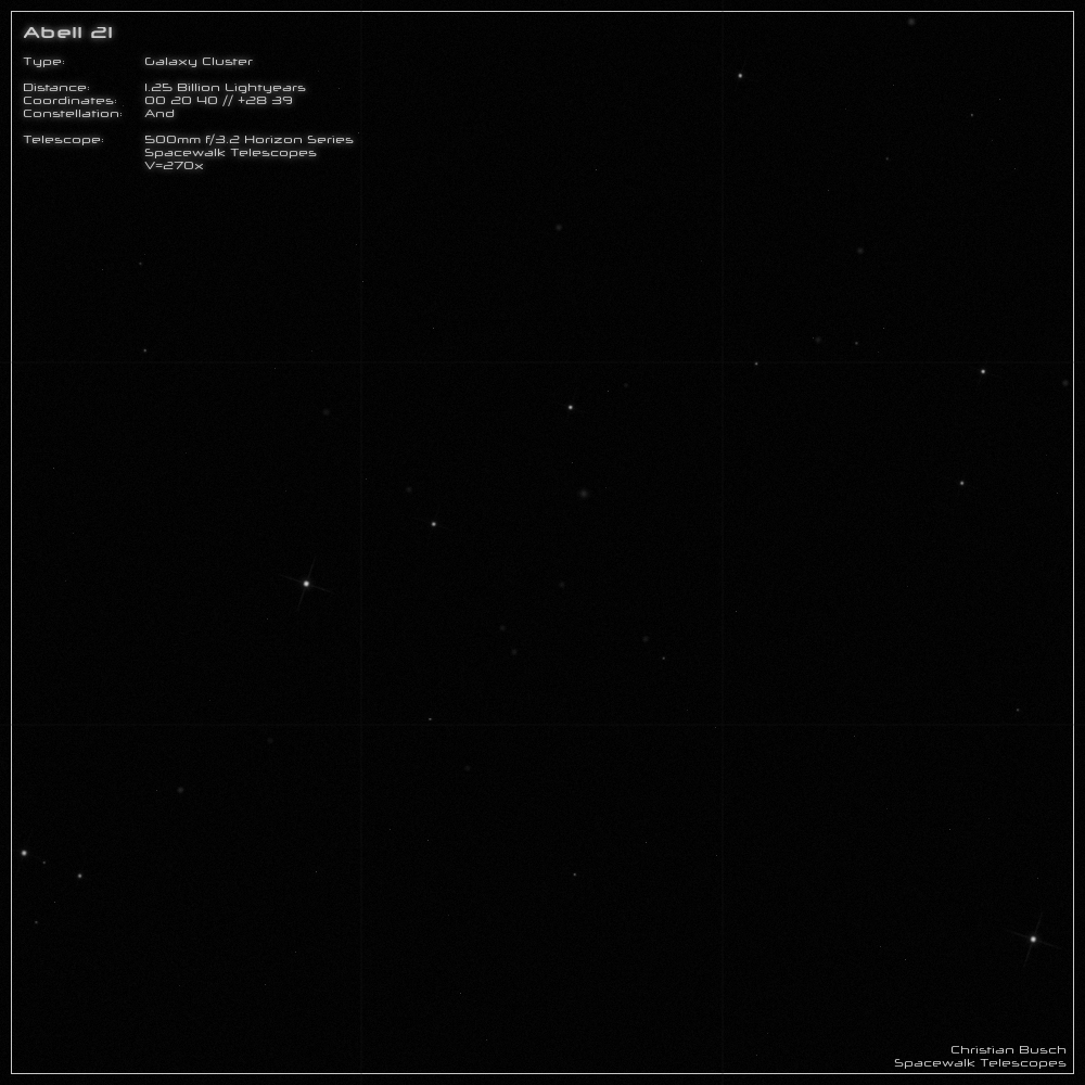 Galaxienhaufen AGC Abell 21 im Dobson-Teleskop (Spiegelteleskop)
