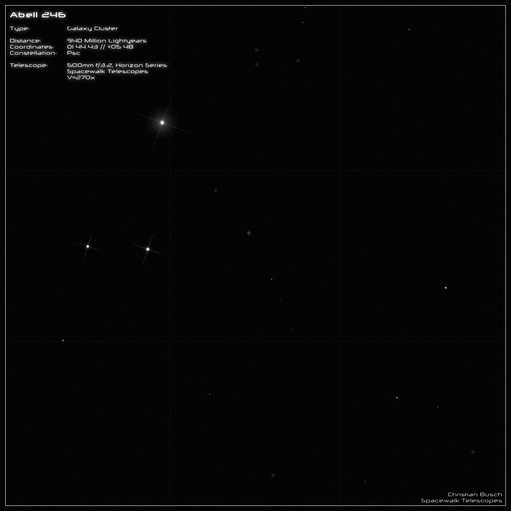 Galaxienhaufen AGC Abell 246 im 20 Zoll Dobson- Teleskop (Spiegelteleskop)