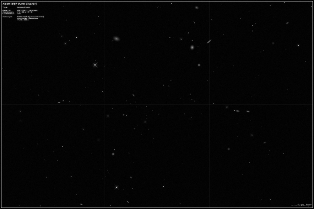 Galaxienhaufen Abell 1367 in Leo im 20 Zoll Dobson- Teleskop (Spiegelteleskop)