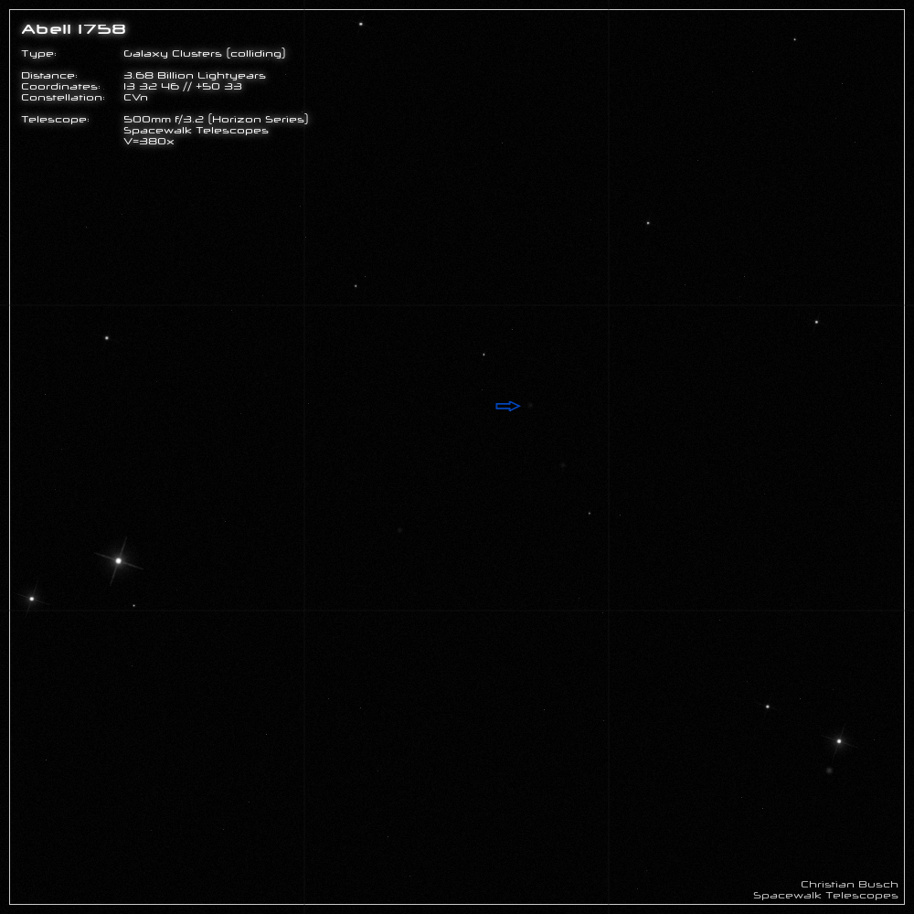 Galaxienhaufen Abell 1758 im 20 Zoll Dobson- Teleskop (Spiegelteleskop)