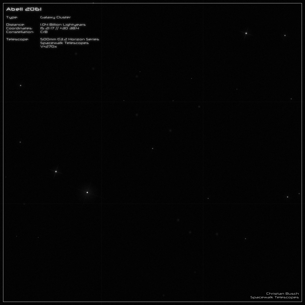 Galaxienhaufen Abell 2061 in CrB im 20 Zoll Dobson- Teleskop (Spiegelteleskop)