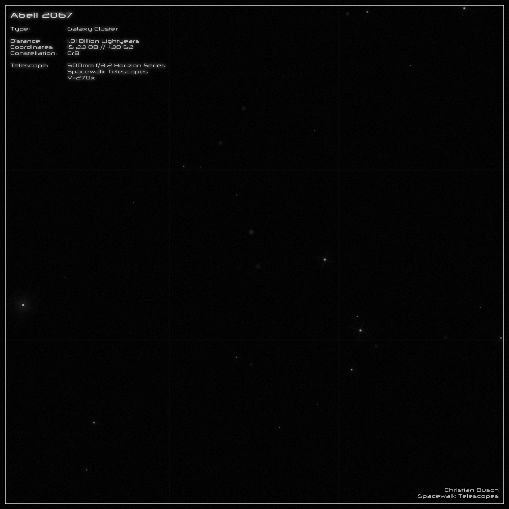 Galaxienhaufen Abell 2067 in CrB im 20 Zoll Dobson- Teleskop (Spiegelteleskop)