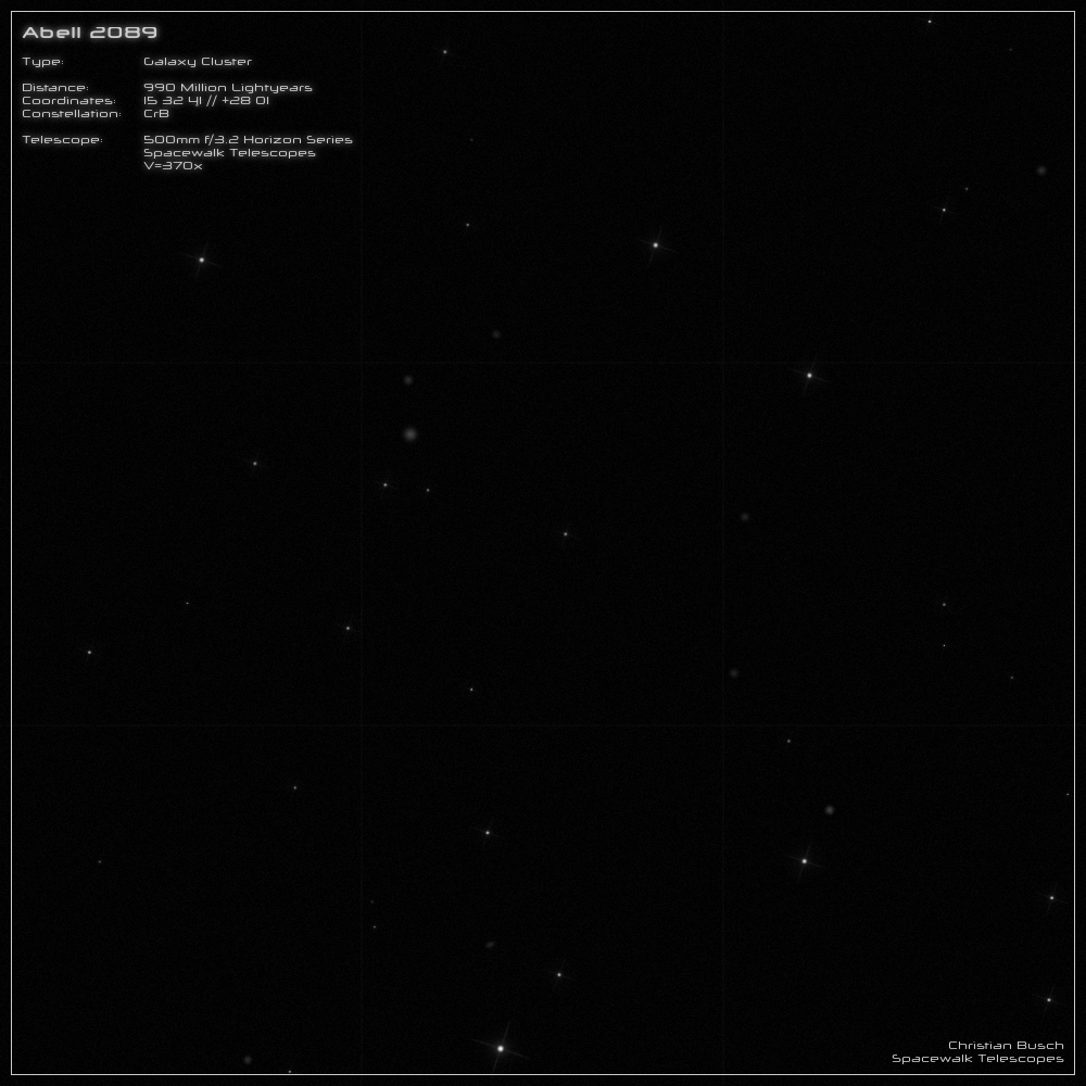 Galaxienhaufen Abell 2089 in CrB im 20 Zoll Dobson- Teleskop (Spiegelteleskop)