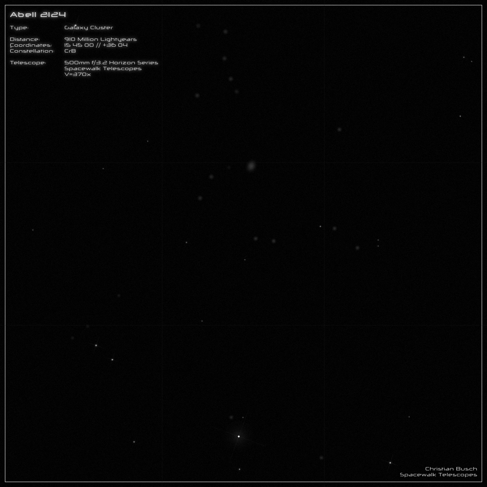 Galaxienhaufen Abell 2124 in CrB im 20 Zoll Dobson- Teleskop (Spiegelteleskop)