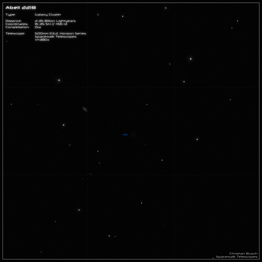 Abell 2218 im 20 Zoll Dobson- Teleskop (Spiegelteleskop)