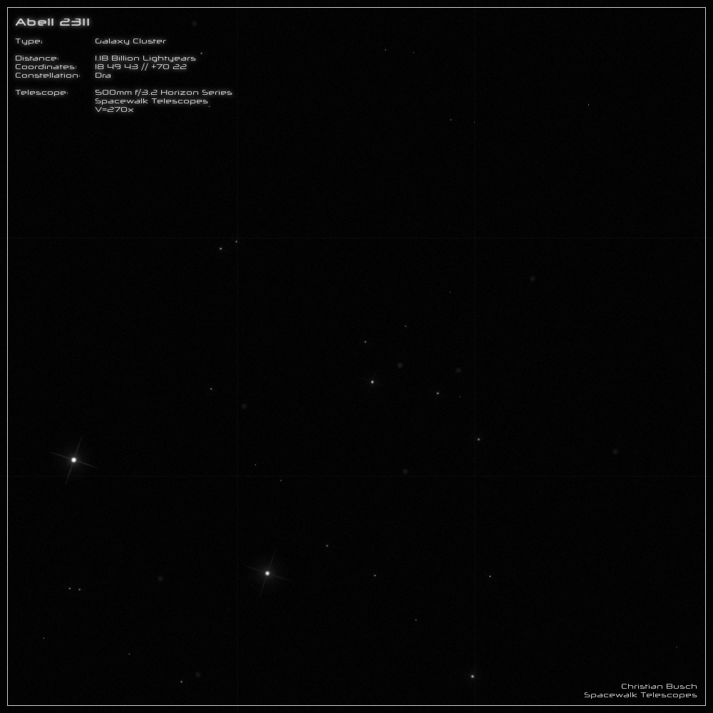 Galaxienhaufen Abell 2311 im Sternbild Drache im 20 Zoll Dobson- Teleskop (Spiegelteleskop)
