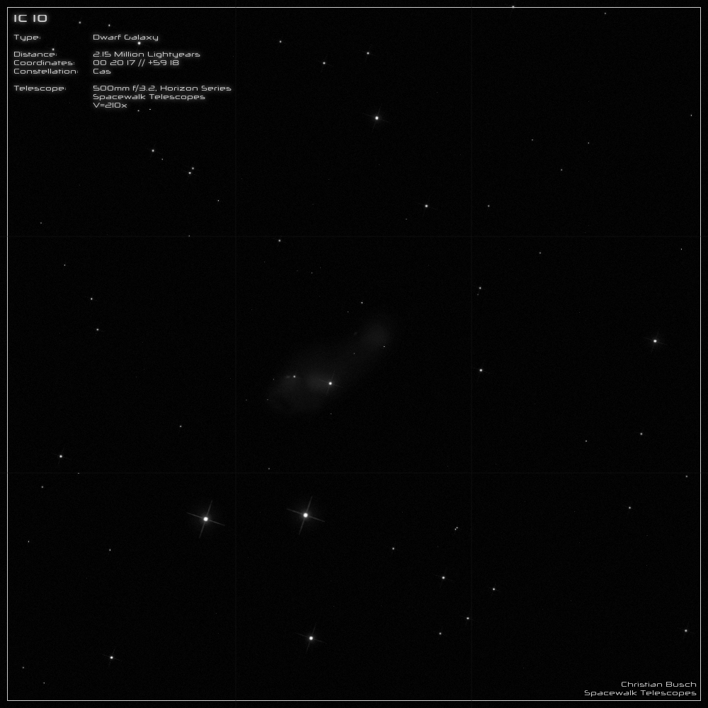 Die Zwerggalaxie IC10 im 20 Zoll Dobson- Teleskop (Spiegelteleskop)