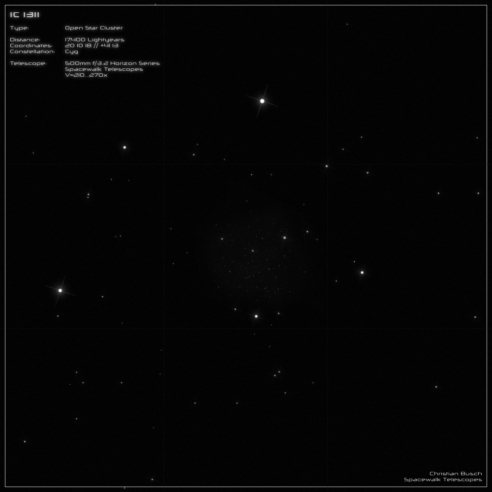 Der offene Sternhaufen IC 1311 im Sternbild Schwan im 20 Zoll Dobson- Teleskop (Spiegelteleskop)