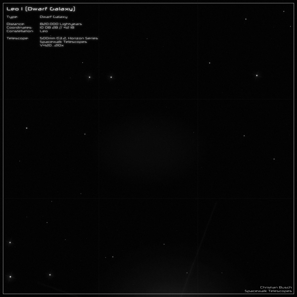 Die Galaxie Leo I im 20 Zoll Dobson- Teleskop (Spiegelteleskop)