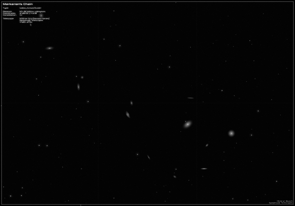 Markarians Galaxienkette im 20 Zoll Dobson- Teleskop (Spiegelteleskop)