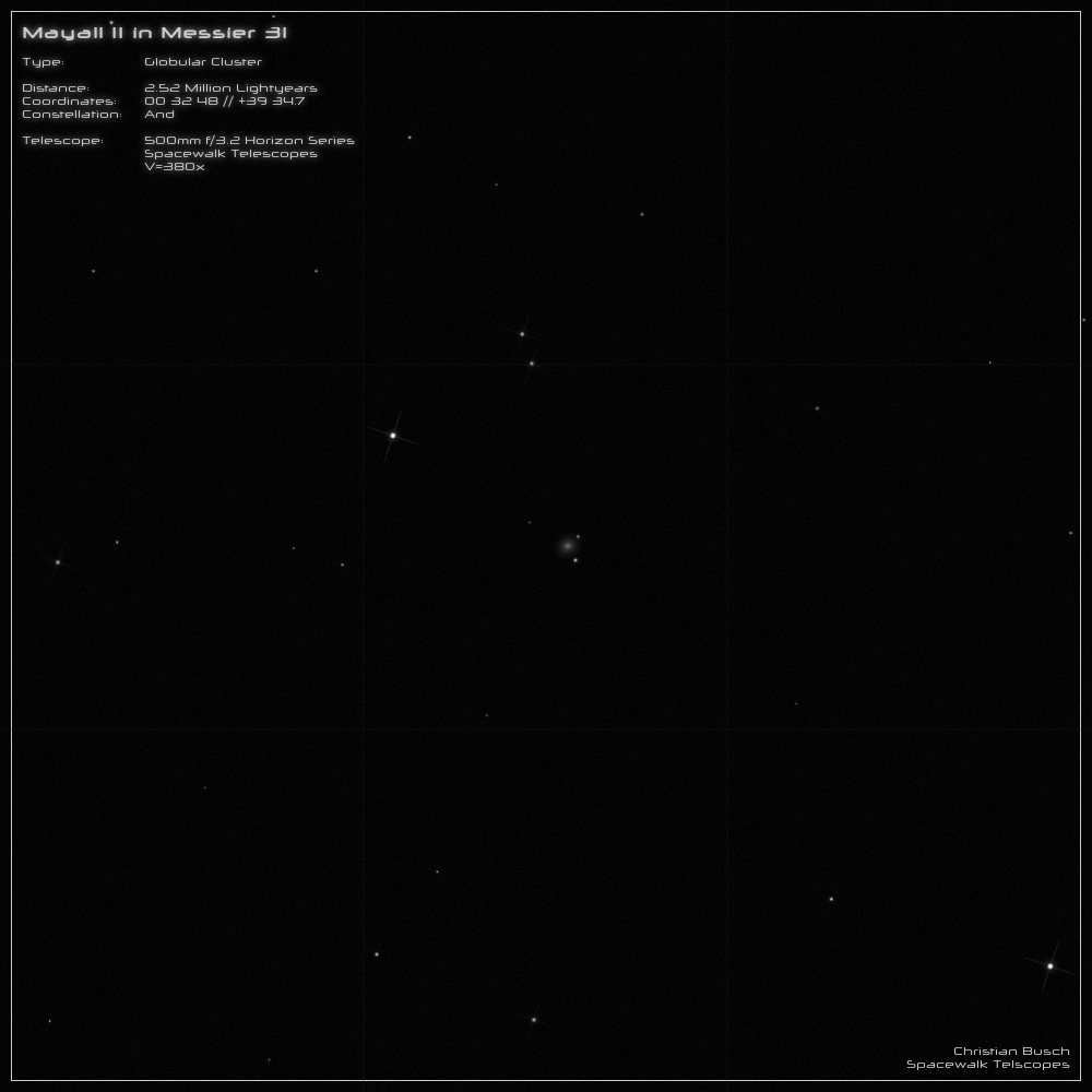 Der Kugelsternhaufen Mayall II in der Andromeda-Galaxie im 20 Zoll Dobson- Teleskop (Spiegelteleskop)