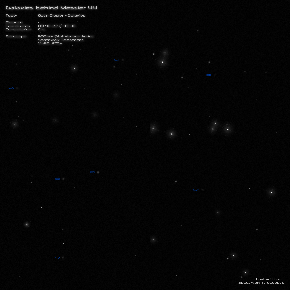 Der Sternhaufen Messier 44 (Futter-Krippe, Praesepe) im 20 Zoll Dobson- Teleskop (Spiegelteleskop)