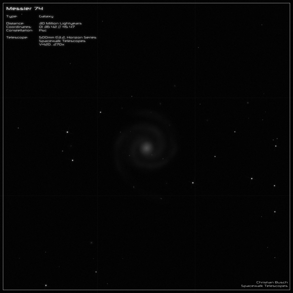Die Galaxie Messier 74 im 20 Zoll Dobson- Teleskop (Spiegelteleskop)