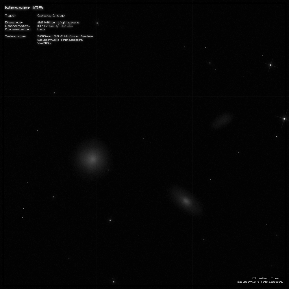 Galaxiengruppe um Messier 105 im Sternbild Lwe im 20 Zoll Dobson- Teleskop (Spiegelteleskop)