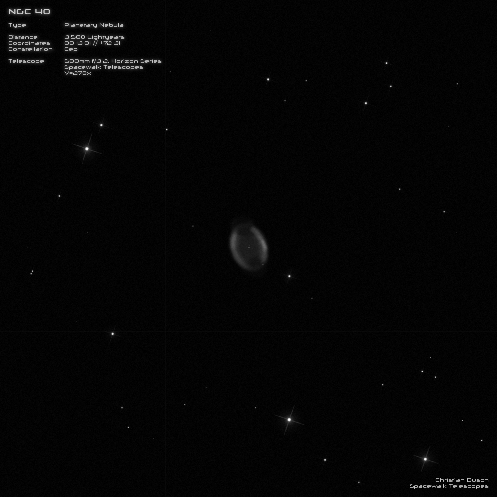 Der Planetarische Nebel NGC 40 im 20 Zoll Dobson- Teleskop (Spiegelteleskop)