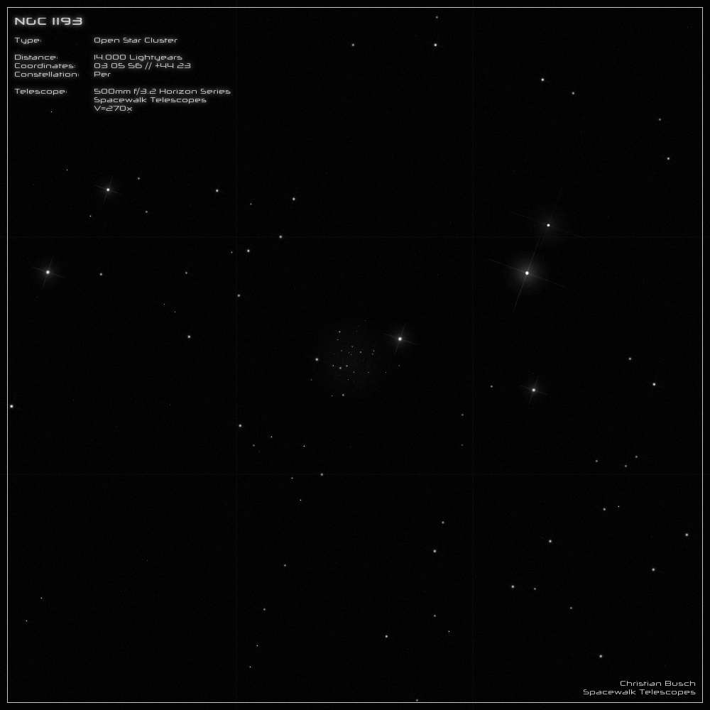 Der Sternhaufen NGC 1193 im Sternbild Perseus im 20 Zoll Dobson- Teleskop (Spiegelteleskop)