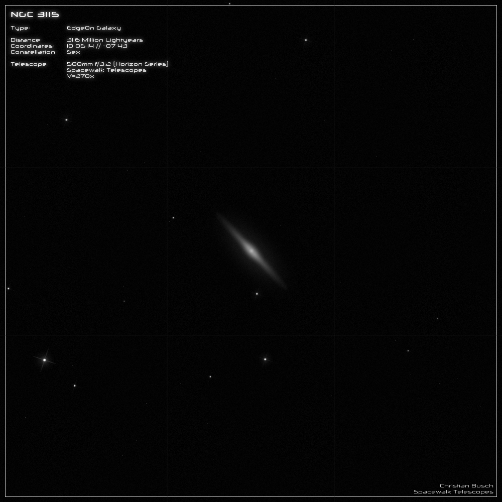 NGC 3115 im Sextant im 20 Zoll Dobson- Teleskop (Spiegelteleskop)