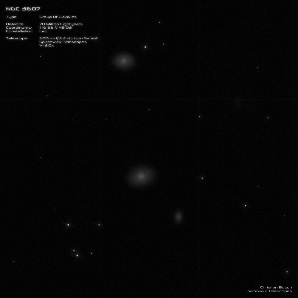 Die Galaxiengruppe um NGC 3607/3608 im Sternbild Lwe im 20 Zoll Dobson- Teleskop (Spiegelteleskop)