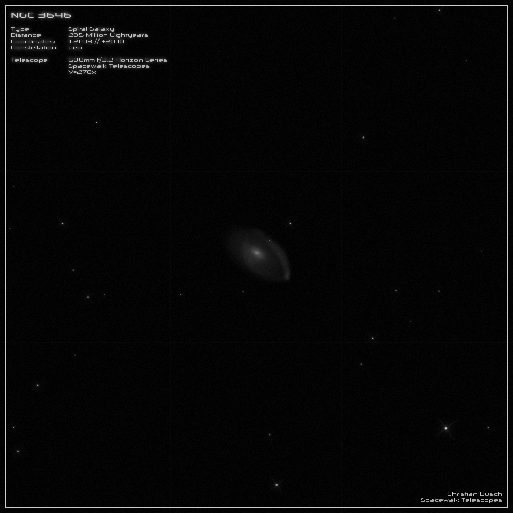 Ringgalaxie NGC 3646 im Sternbild Löwe im 20 Zoll Dobson- Teleskop (Spiegelteleskop)