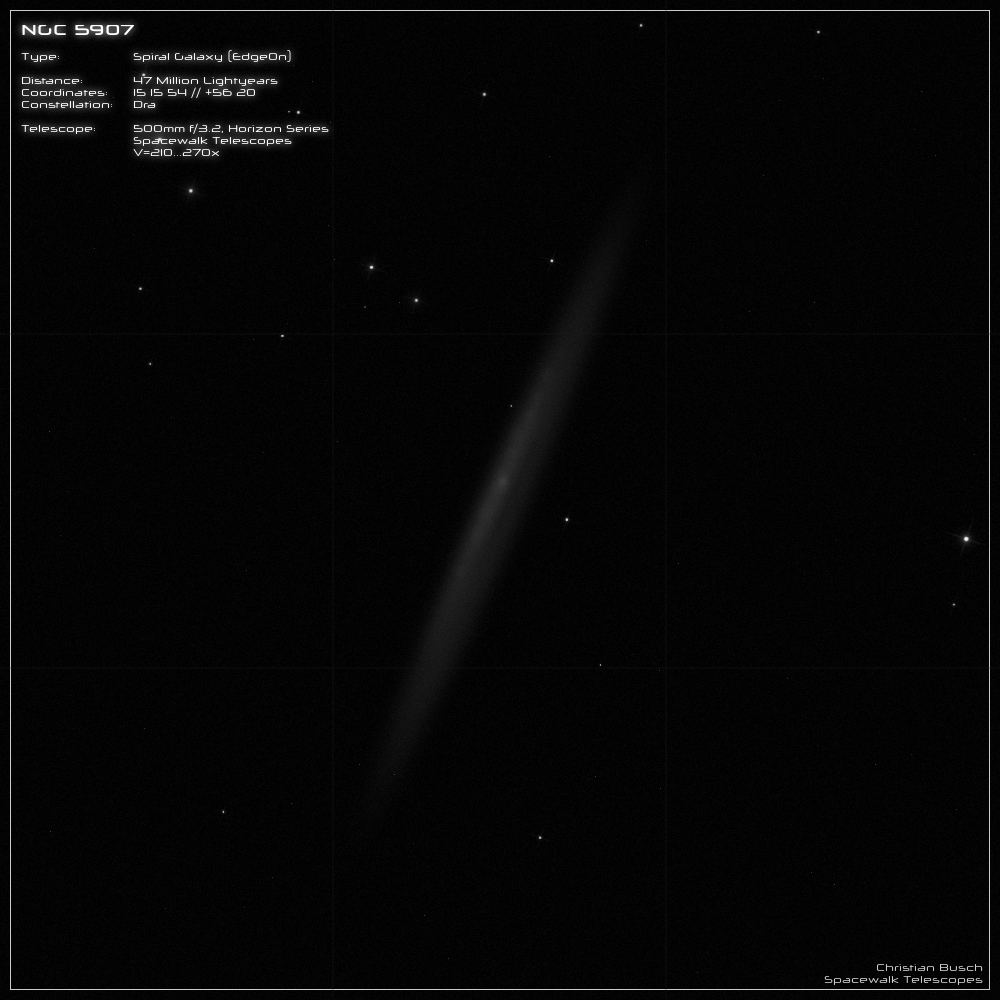 NGC 5907 im 20 Zoll Dobson- Teleskop (Spiegelteleskop)