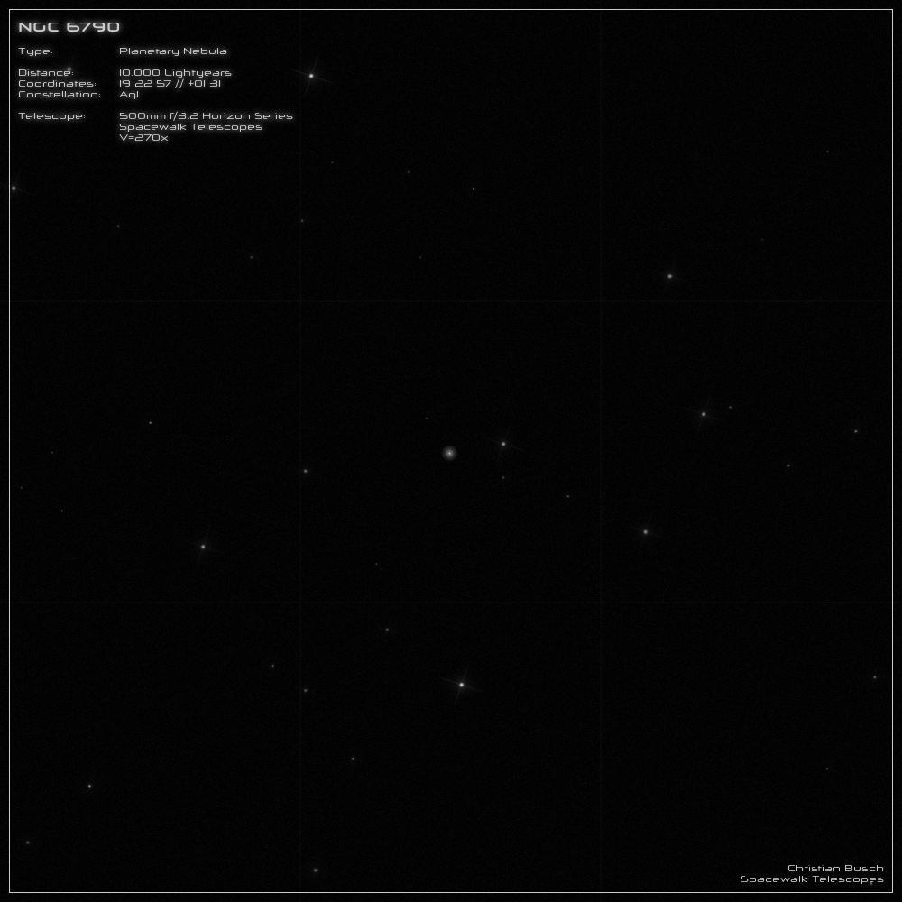 Der Planetarische Nebel NGC 6790 im Sternbild Adler im 20 Zoll Dobson- Teleskop (Spiegelteleskop)