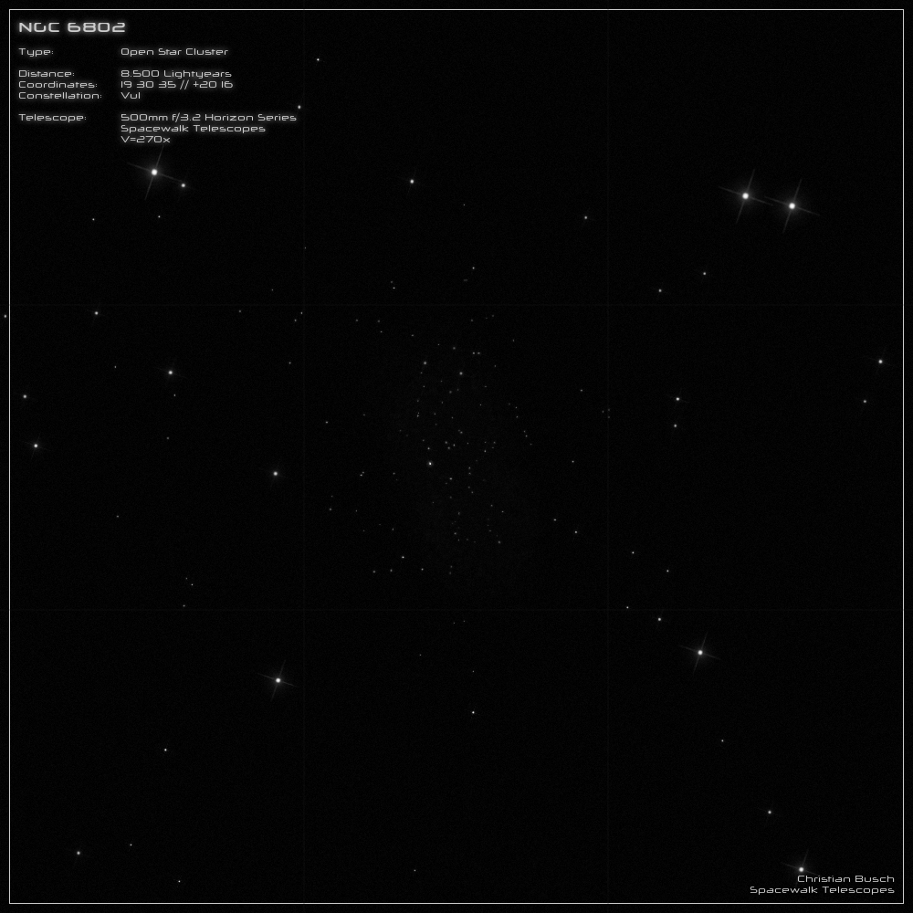 Der Sternhaufen NGC 6802 im Sternbild Fchschen im 20 Zoll Dobson- Teleskop (Spiegelteleskop)