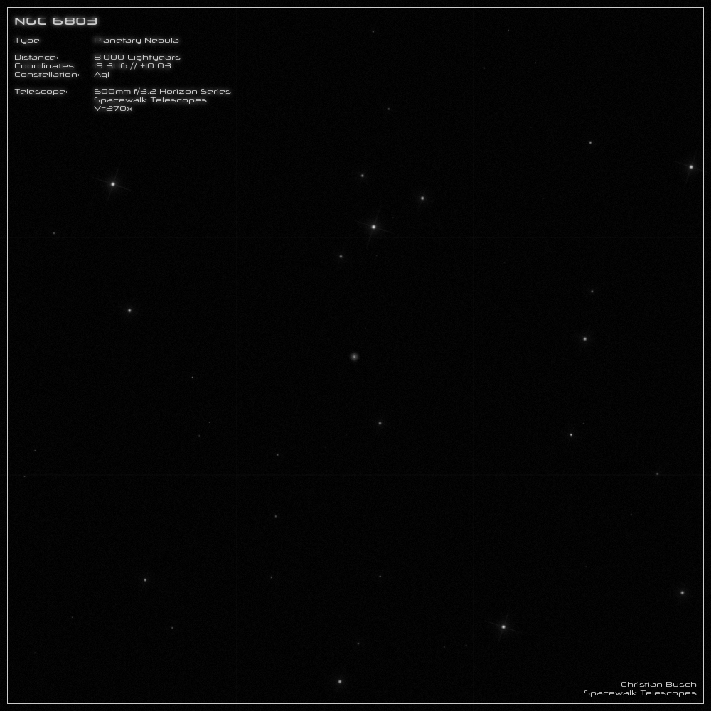 Der Planetarische Nebel NGC 6803 im Sternbild Adler im 20 Zoll Dobson- Teleskop (Spiegelteleskop)
