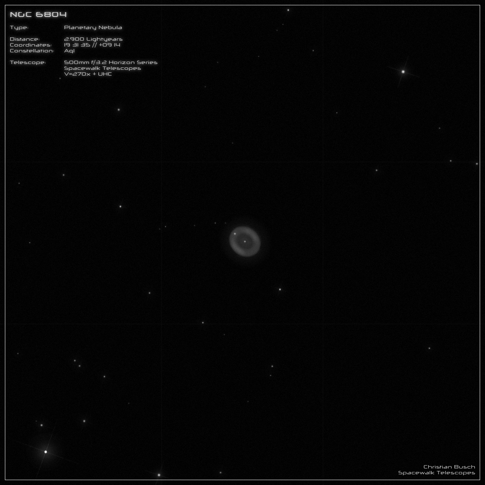 Der Planetarische Nebel NGC 6804 im Sternbild Adler im 20 Zoll Dobson- Teleskop (Spiegelteleskop)