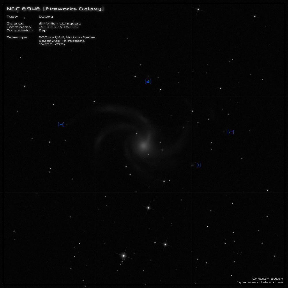 Die Galaxie NGC 6946 im Sternbild Cepheus im 20 Zoll Dobson- Teleskop (Spiegelteleskop)
