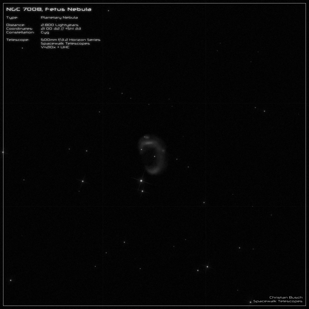 Der Ftus-Nebel NGC 7008 im Sternbild Schwan im 20 Zoll Dobson- Teleskop (Spiegelteleskop)