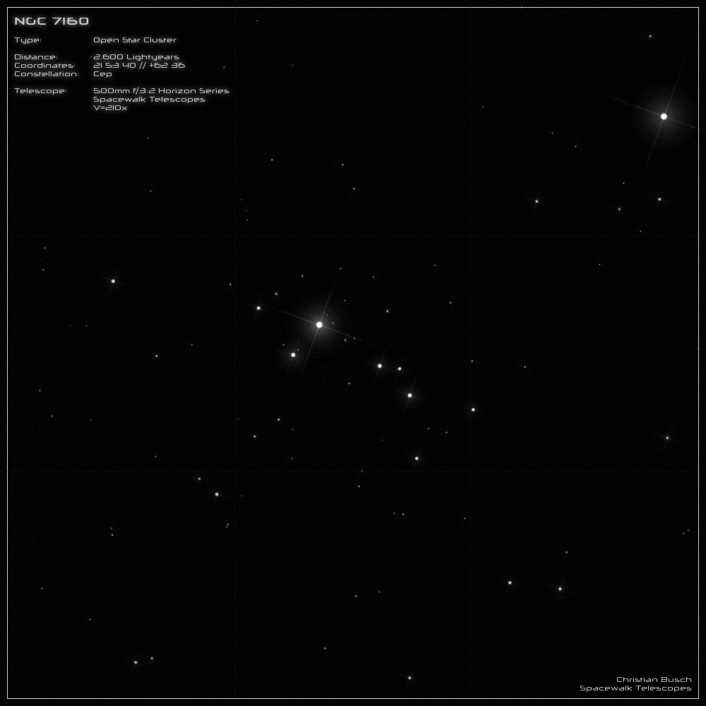 Der Sternhaufen NGC 7160 im Sternbild Cepheus im 20 Zoll Dobson- Teleskop (Spiegelteleskop)