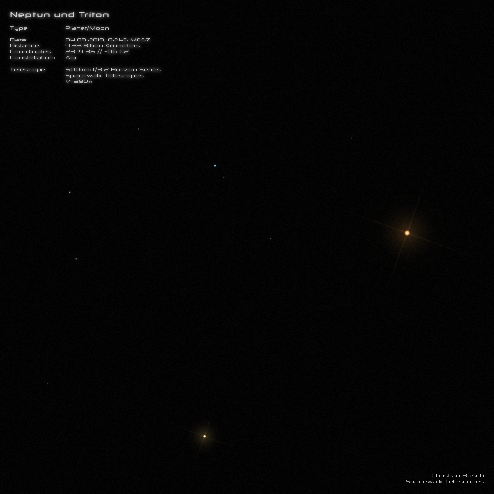 Der Planet Neptun und sein Mond Triton im 20 Zoll Dobson- Teleskop (Spiegelteleskop)