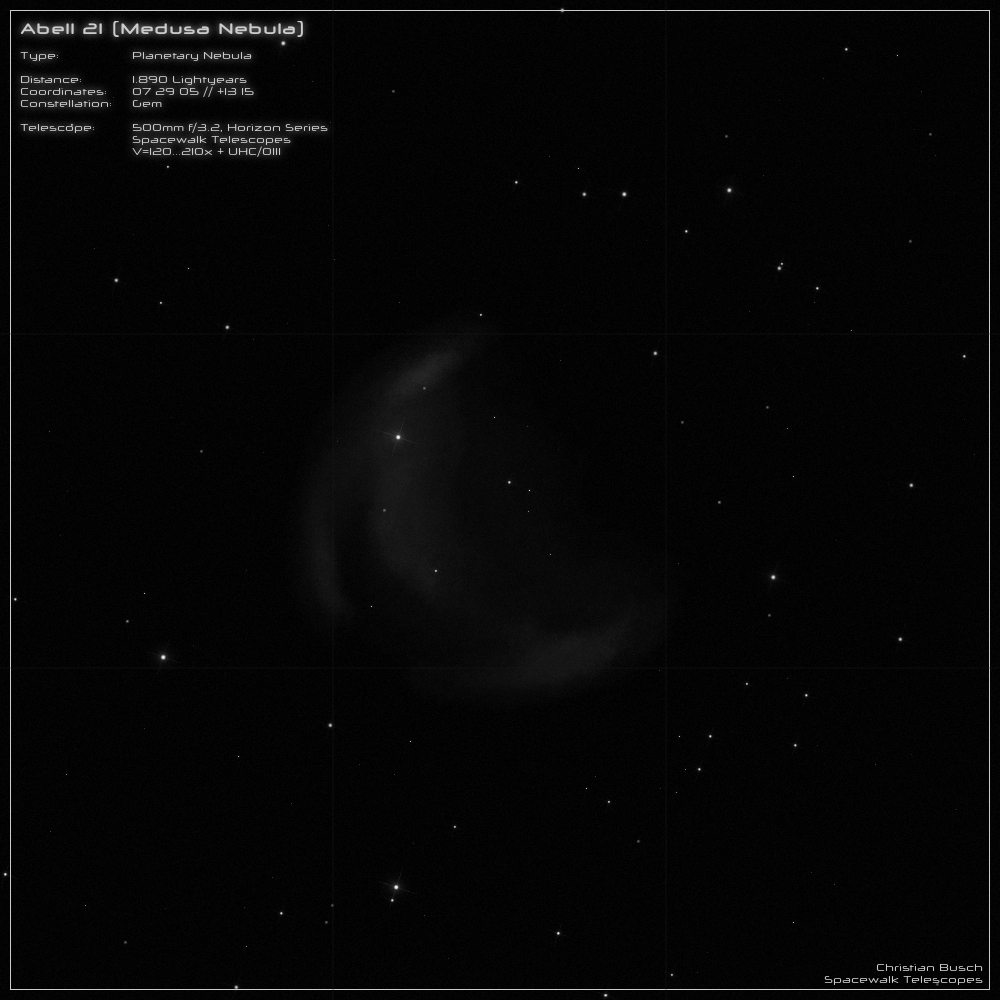 Der Planetarische Nebel Abell 21 im 20 Zoll Dobson- Teleskop (Spiegelteleskop)