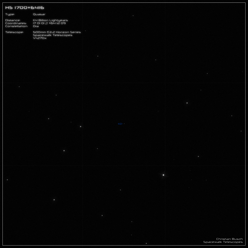 Der Quasar HS 1700+6416 im 20 Zoll Dobson- Teleskop (Spiegelteleskop)