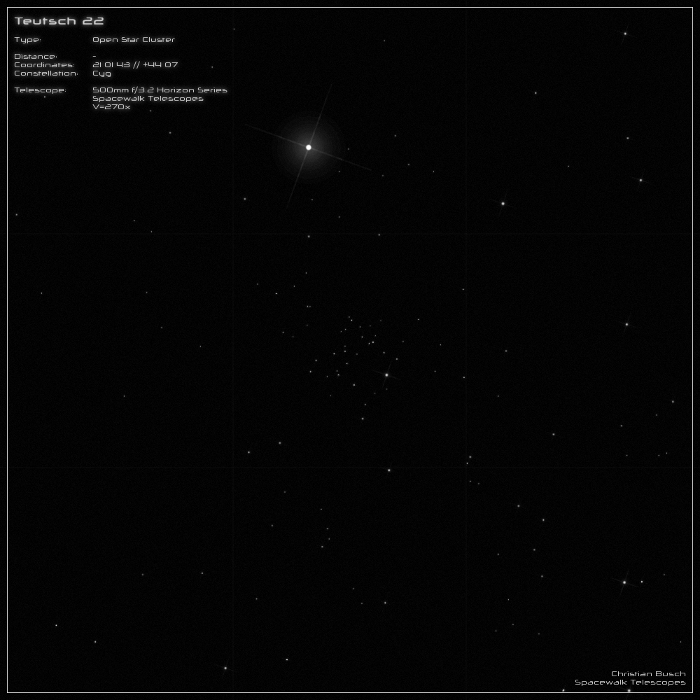 Der offene Sternhaufen Teutsch 22 im Sternbild Schwan im 20 Zoll Dobson- Teleskop (Spiegelteleskop)