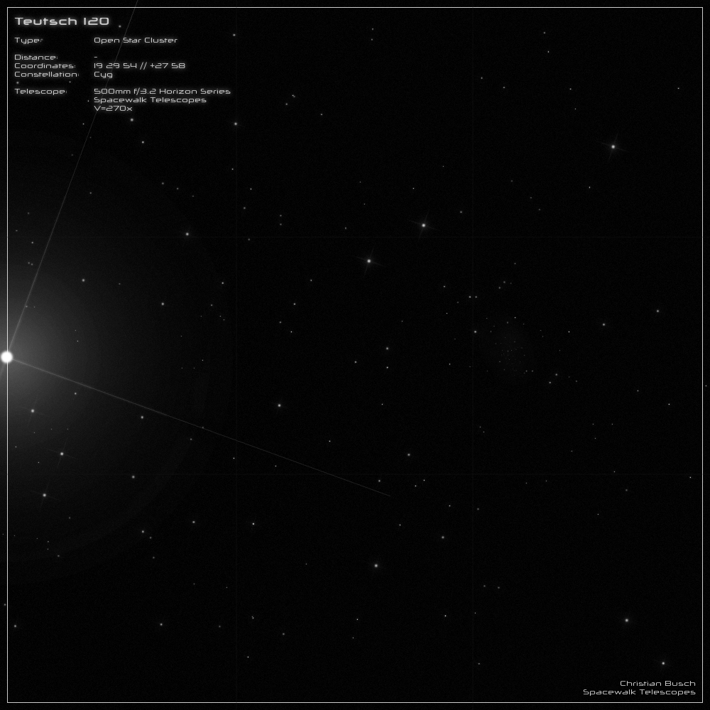 Der offene Sternhaufen Teutsch 120 im Sternbild Schwan im 20 Zoll Dobson- Teleskop (Spiegelteleskop)