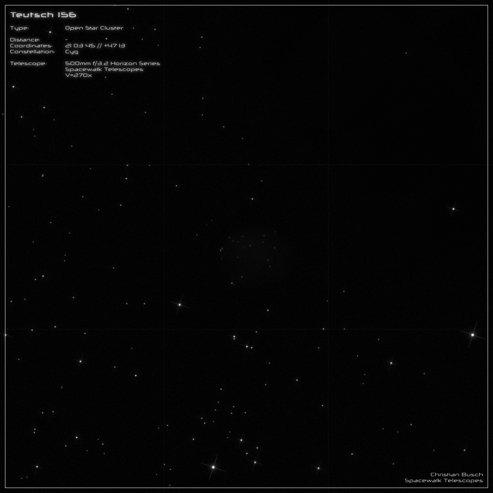Der offene Sternhaufen Teutsch 156 im Sternbild Cygnus im 20 Zoll Dobson- Teleskop (Spiegelteleskop)