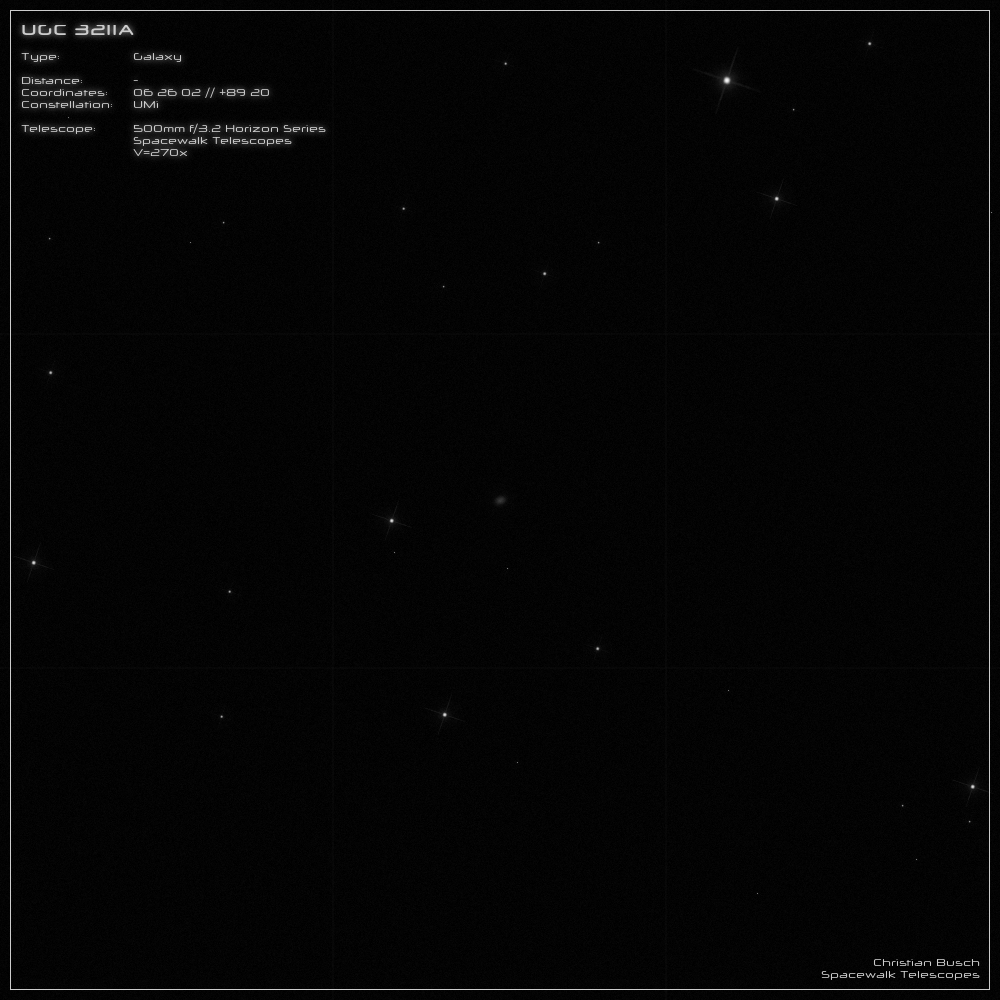 Die Galaxie UGC 3211A im Sternbild Kleiner Wagen im 20 Zoll Dobson- Teleskop (Spiegelteleskop)